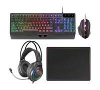 Mars Gaming - Pack Gamer 4en1 MCP-124 Pro - Clavier AZERTY RGB, Souris 3200DPI, Casque, Tapis Noir