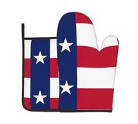 Ensemble gant de cuisine et manique imprimé drapeau du Texas, un must have pour la cuisine, le four, le micro-ondes et le grill