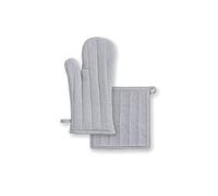 - Ensemble gant et manique Unis en coton couleur Zinc