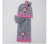 Ensemble Gants Bonnet écharpe Poupée LOL Surprise Gris-Rose - Enfant - Fille - Polyester 52 cm