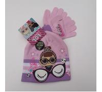 Ensemble Gants Bonnet Poupée LOL Surprise 2 Tailles 52-3/5ans, 54-6/8ans Rose-Violet-Blanc 52 cm