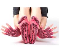 Ensemble Gants et Chaussettes Antidérapantes - Pour Yoga Pilates Barre Ballet Femme (Gants + Chaussettes, Rose)