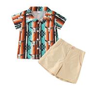 Ensemble Garcon 1-5 Ans Ensemble Chemise et Short Chemise Manches Courtes avec Short Vetement 2 Pièces Garcon Mode Tenue Décontractée Ete Haut Enfant Imprimés Dessins Animés (Beige #3, 3-4 Years)