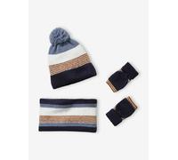 VERTBAUDET Ensemble garçon Bonnet + Snood + Gants rayés Marine 4/6A