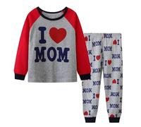 Ensemble Garçon Été décontracté à manches longues pour petits garçons ensemble nuit avec lettres imprimées pour tout-petits tenue confortable vêtement doux garçonne chaud lot garçonnet (Red, 2-3 Years