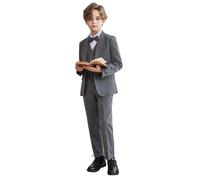 Ensemble Garçon Été Ensemble de costume élégant pour garçon tenue formelle décontractée tout-petit adolescent spectacle mariage récital piano discours automne hiver printemps (Grey, 5-6 Years)