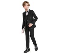 Ensemble Garçon Été Ensemble de costume élégant pour garçon tenue formelle décontractée tout-petit adolescent spectacle mariage récital piano discours automne hiver printemps (Black, 10-11 Years)