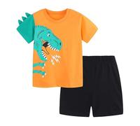 Ensemble Garçon Été Ensemble estival deux pièces pour garçons et filles avec t-shirt léger à manches courtes assorti d'un short confortable tenue décontractée parfaite pour les journées chaudes (Orang