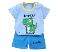 Ensemble Garçon Été Ensemble Estival Deux pièces pour garçons t-Shirt Manches Courtes et Short Assorti (E, 18-24 Months)