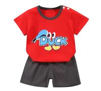 Ensemble Garçon Été Ensemble Estival Deux pièces pour garçons t-Shirt Manches Courtes et Short Assorti (F, 5-6 Years)