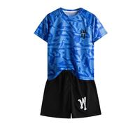 Ensemble Garçon Été Ensemble été garçon Manches Courtes Tenue décontractée séchage Rapide t-Shirt Sportif et Short garçons Filles vêtements Deux pièces Respirant Actif (Dark Blue, 5-6 Years)