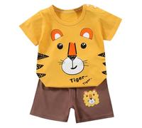 Ensemble Garçon Été Ensemble été garçons Filles t-Shirt Manches Courtes Short Deux pièces Tenue décontractée légère Respirante Confortable activités Quotidiennes Vacances Plage (D, 3-4 Years)
