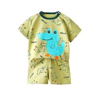 Ensemble Garçon Été Tenue d'été pour garçon ensemble deux pièces t-shirt manches courtes short jeu décontractée tout-petits 0-6 ans confortable respirante quotidienne école activités plein air (Yellow