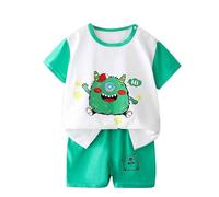 Ensemble Garçon Été Tenue d'été pour garçon ensemble deux pièces t-shirt manches courtes short jeu décontractée tout-petits 0-6 ans confortable respirante quotidienne école activités plein air (Green,