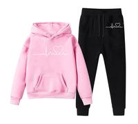 Ensemble Garcon Fille Sweat A Capuche Manches Longues Imprime Tendance Sportswear Tenue Décontractee Hoodie Pantalon Deux Pieces(7-8 Years)