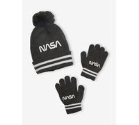 Ensemble garçon NASA® bonnet + gants gris anthracite 2/3A