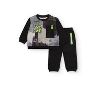 Ensemble Garçon Sweat Message Et Pantalon Confortable Noir 24M(86CM)