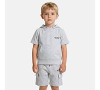 Ensemble garçon t-shirt manches courtes à capuche et short gris 4A