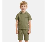 Ensemble garçon t-shirt manches courtes à capuche et short kaki 10A