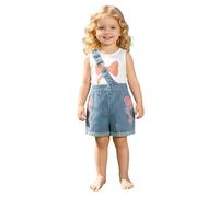 Ensemble Garcon, Tenue D'éTé Pour Filles Haut Sans Manches à Imprimé NœUd Avec Bretelles Fines Et Short En Jean Ensemble Deux PièCes DéContracté IdéAl Par Temps Chaud