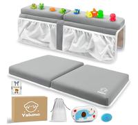 Ensemble genouillères et coudières pour baignoire de bébé, tapis de bain épais antidérapant à séchage rapide avec support de bras et poches pour salle de bain confortable, gris