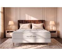 Ensemble matelas ressorts ensaches + memoire de forme maxi epaisseur George V 160x200 sommier KIT blanc