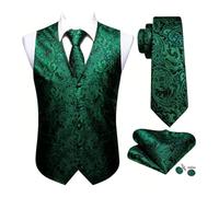 Ensemble gilet et cravate motif cachemire pour homme avec boutons de manchette gilet formel pour mariage ou banquet, 2574, XXL
