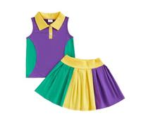 Ensemble Gilet et Jupe Coloré pour Fille Tenue de Fête pour Enfant Vestiaire Bébé Jolie Élégant (Purple, 4-5 Years)