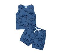 Ensemble gilet et short imprimé dinosaure sans manches pour bébé - 2 pièces - Chemise pour bébé, bleu, 3-6 mois