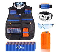 Ensemble gilet tactique pour Nerf Guns N-Strike Elite Series - Ensemble gilet tactique pour enfants, pochette à fléchettes, masques tactiques, bracelet et lunettes de protection pour garçon - Bleu,