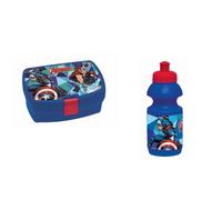 Ensemble Gouter - Avengers - Boîte à Gouter et Gourde - Bleu - 400 ml - Dimensions 16.5 x 11 x 6 cm