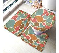 Ensemble Goutte de Pluie rétro coloré Gouttes d'eau Doodle Splash à Pois Goutte à Goutte salle3 pièces siège de Toilette Couvercle Couverture Tapis antidérap