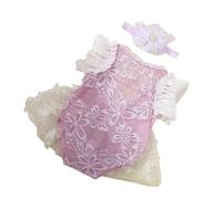 Ensemble grenouillère en dentelle pour nouveau-né fille avec bandeau floral en tricot doux pour 0 à 1 mois, cadeau de fête prénatale, accessoires de photographie, coffret cadeau