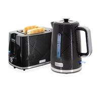 briebe Elegance Ensemble Grille Pain 2 Fentes Tranches Larges, 7 Niveaux de Dorage + Bouilloire Électrique 1,7 L sans Fil, 2200 W, sans BPA, Pack Petit Déjeuner Électroménager, Design Moderne (Noir)