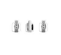 Ensemble Grillz À Dent Unique Plaqué Or 18k - Grill Haut Bas Bouche Complètement Cz Hommes & Femmes Style Hip Hop Cadeau Fête(Silver,3 teeth B)