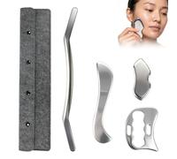 Ensemble Gua Sha 4 en 1 en acier inoxydable, grattoir et outil de massage | Acier inoxydable 304 avec surface polie, quatre formes d'outils pour différentes zones du corps, sac en feutre inclus