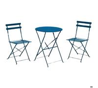 Ensemble Guéridon de jardin Cuba Ø 60 cm - bleu + 2 Chaises pliante Cuba