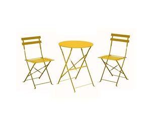 Ensemble Guéridon de jardin Cuba Ø 60 cm - miel + 2 Chaises pliante Cuba