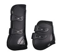 Ensemble guêtres antérieurs pour cheval et protège boulets Ouvertes QHP Noir Cob