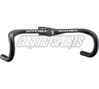 Ensemble guidon/potence Ritchey WCS Carbon Solo Streem : diamètre de serrage 28,6 mm, largeur 42 cm, drop 126 mm, reach 75 mm, flare 4,7°, longueur de potence 120 mm, -4° d'inclinaison
