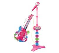 Ensemble Guitare Et Microphone pour - Taille Léger | Guitares Et Microphone Électrique Rose | Ensemble De Guitare Électrique pour pour L'apprentissage De La Musique, Spectacles Drôles