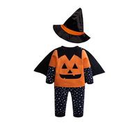 Ensemble Halloween Garçon Toute Petits Costume Sorcière avec Chapeau Étoile Cape Quatre Pièces Automne Manches Longues Tenue pour Bébé Nourrisson 6 Mois à 3 Ans(Yellow, 12-18 Months)