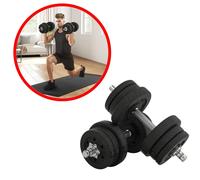 Ensemble Haltères Courtes 25kg Poids Réglable Musculation Acier Noir