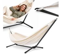 Hamac de jardin hypermotion + support acier noir 295x100x96 cm 100 kg