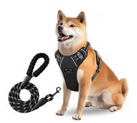 Ensemble Harnais Chien, Harnais Anti Traction pour Chien avec Laisse de 1,5 m Réfléchissant Harnais Chien Anti Traction Réglable Harnais pour Chiens pour Chiens de Taille Moyenne et Grande