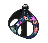 Ensemble harnais et laisse à imprimé floral bleu pour chats et chiens, réfléchissant, réglable, gilet en maille douce et respirante avec laisse anti-fuite, pour petits animaux de compagnie et chatons