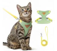 Ensemble Harnais et Laisse Anti évasion pour Chat, Harnais Chat reglabl, Confortable, idéal pour Promener Le à l'extérieur, Convient aux Chatons, Chats Moyens et Grands (Vert, S)