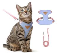 Ensemble Harnais et Laisse Anti évasion pour Chat, Harnais Chat reglabl, Confortable, idéal pour Promener Le à l'extérieur, Convient aux Chatons, Chats Moyens et Grands (Bleu, L)