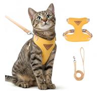 Ensemble Harnais et Laisse Anti évasion pour Chat, Harnais Chat reglabl, Confortable, idéal pour Promener Le à l'extérieur, Convient aux Chatons, Chats Moyens et Grands (Jaune, M)