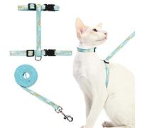 Ensemble harnais et laisse anti-fugue en nylon doux et réglable pour la promenade des chats de petite, moyenne et grande taille, motif arc-en-ciel, taille S